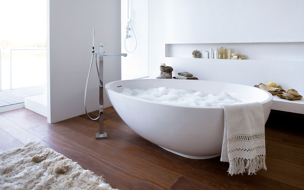 vasca da bagno bianca solid surface freestanding